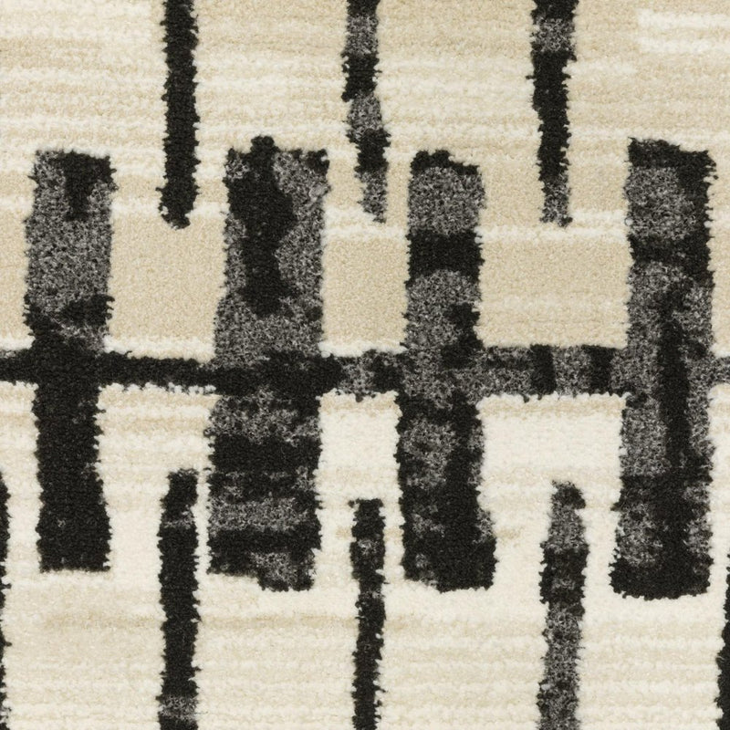 5' X 8' Beige And Black Geometric Area Rug