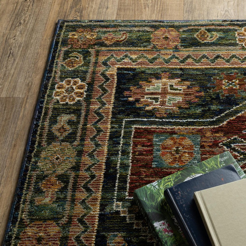 3' X 5' Blue Rust And Tan Tribal Area Rug