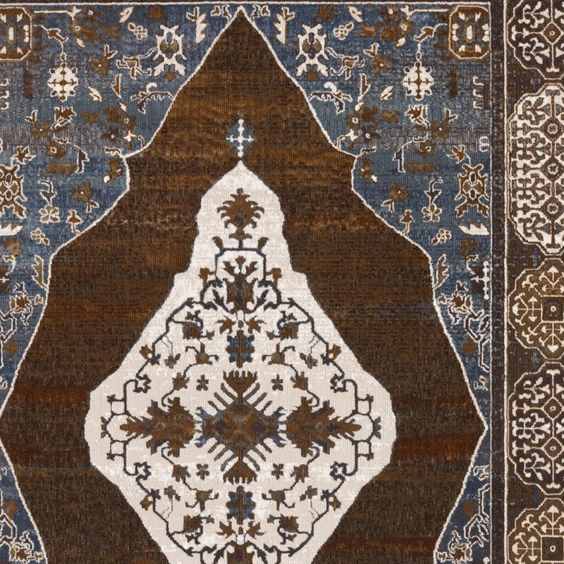10' X 13' Gray And Blue Medallion Area Rug