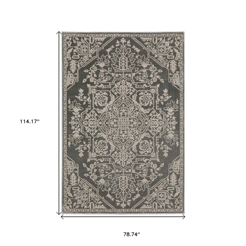 10' X 13' Gray And Light Gray Oriental Area Rug