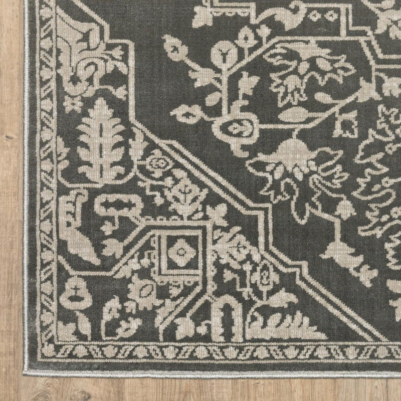 10' X 13' Gray And Light Gray Oriental Area Rug