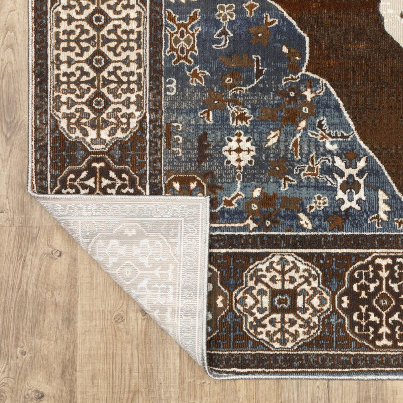 10' X 13' Gray And Blue Medallion Area Rug