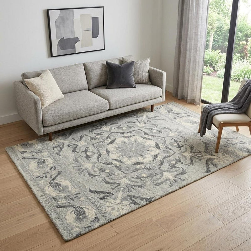 4' X 6' Ivory Wool Floral Hand Tufted Area Rug