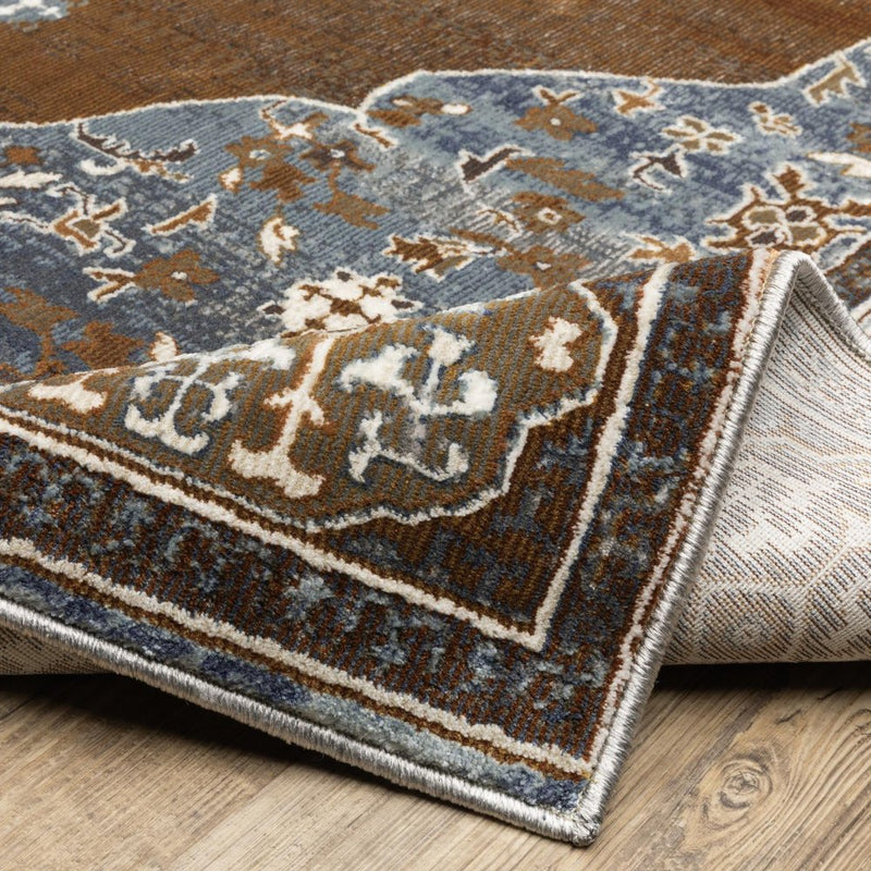 10' X 13' Gray And Blue Medallion Area Rug