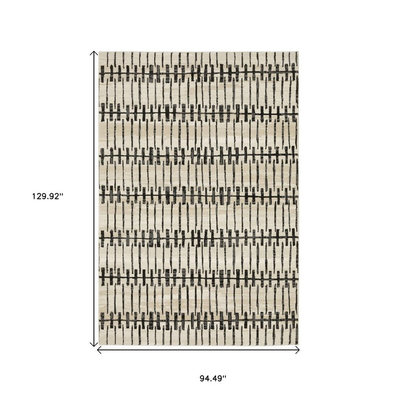 5' X 8' Beige And Black Geometric Area Rug
