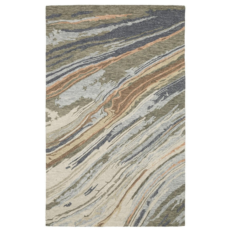 10' X 13' Gray And Blue Wool Abstract Hand Tufted Area Rug