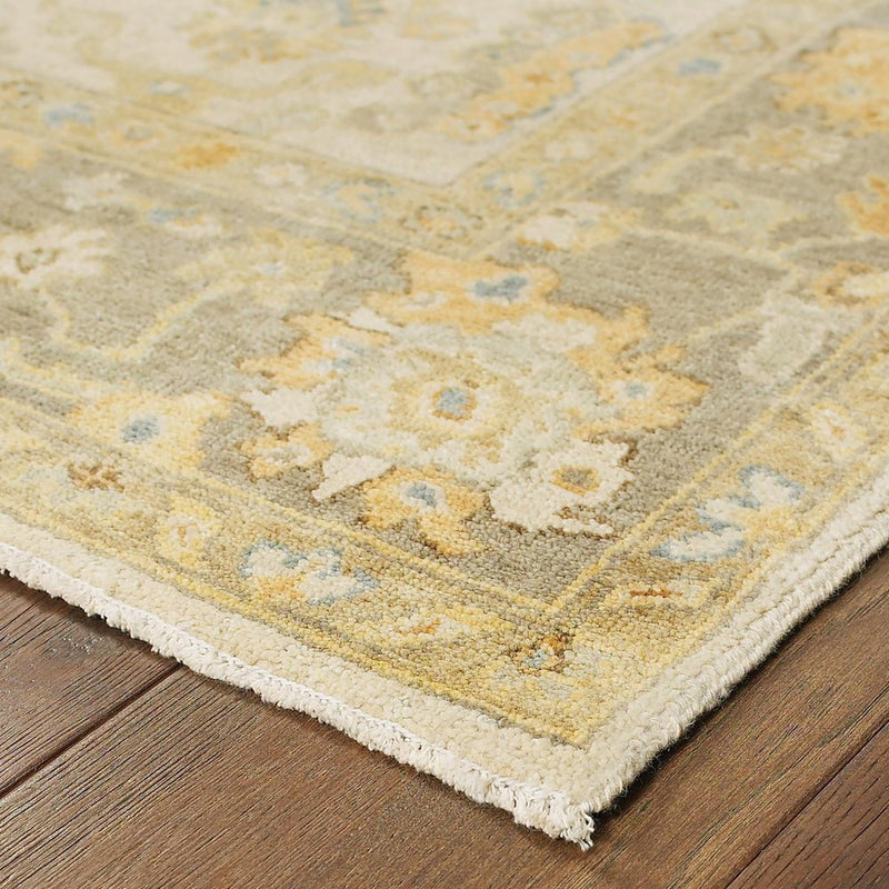 10' X 14' Beige And Gray Wool Oriental Hand Knotted Area Rug