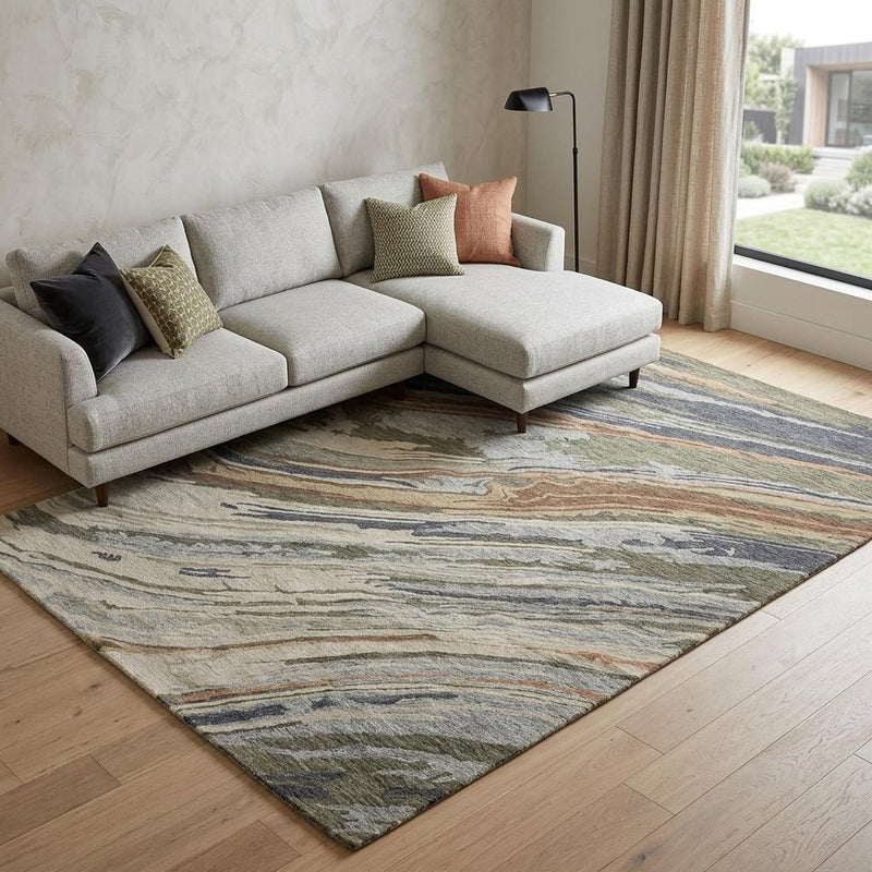 10' X 13' Gray And Blue Wool Abstract Hand Tufted Area Rug