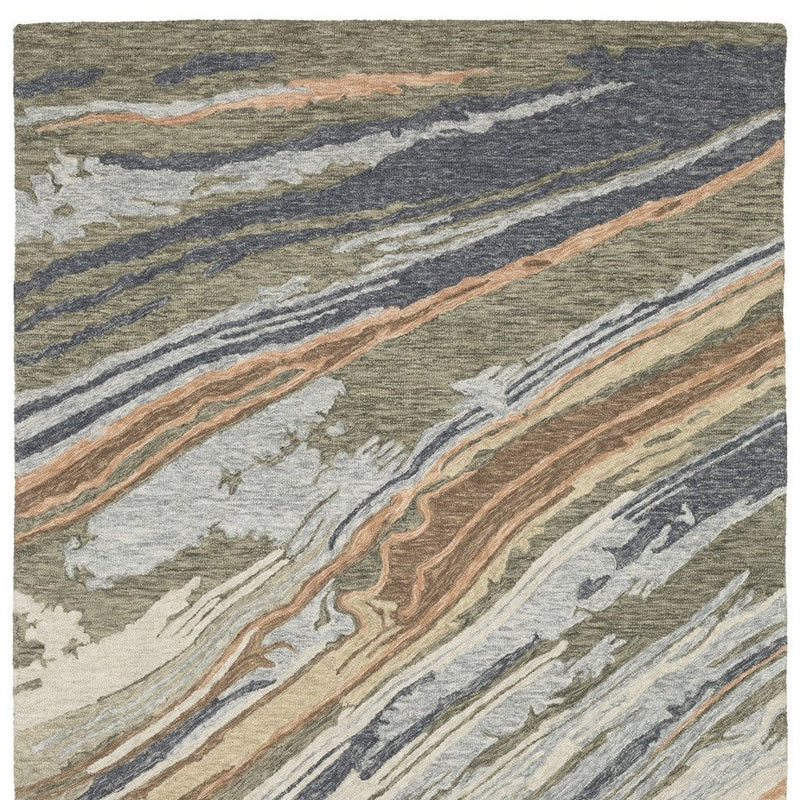 10' X 13' Gray And Blue Wool Abstract Hand Tufted Area Rug