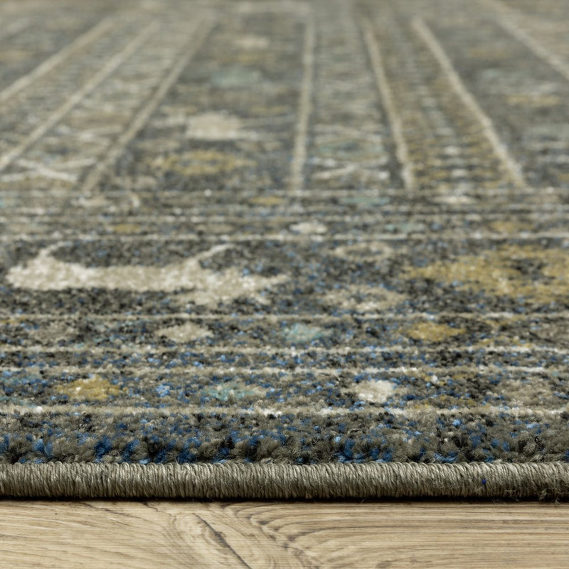 8' X 10' Blue And Gold Southwestern Area Rug