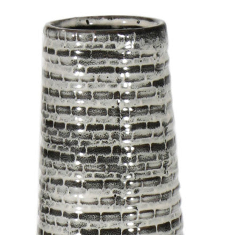 47" Black And Gray Ombre Tapered Ceramic Floor Vase