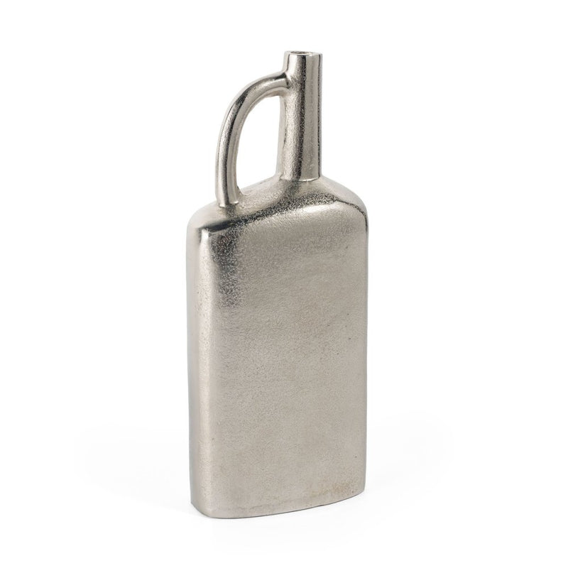 14" Silver Aluminum Jug Table Vase