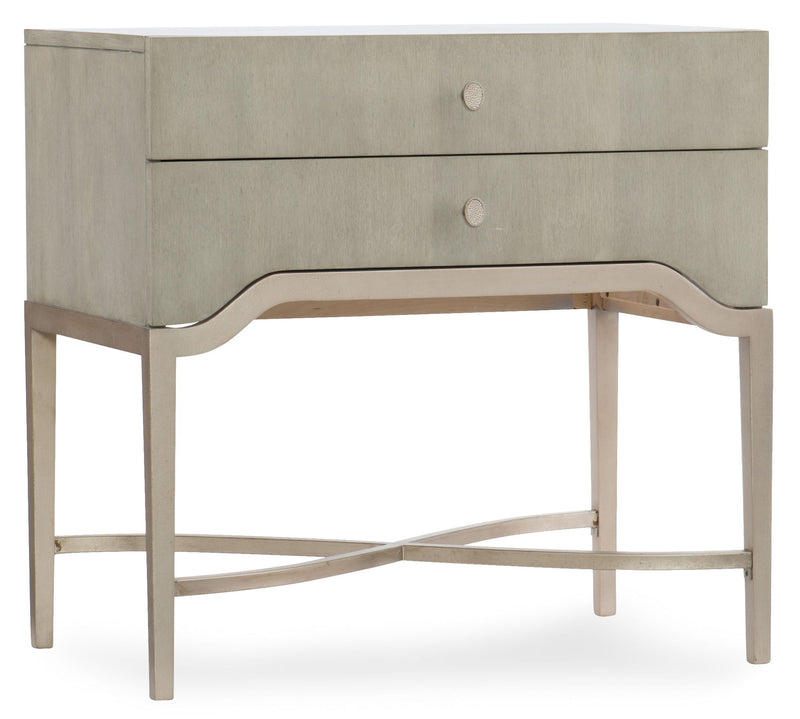 Elixir - 2-Drawer Nightstand - Pearl Silver