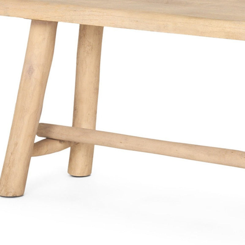 56" Natural Solid Wood Distressed Live Edge Bench