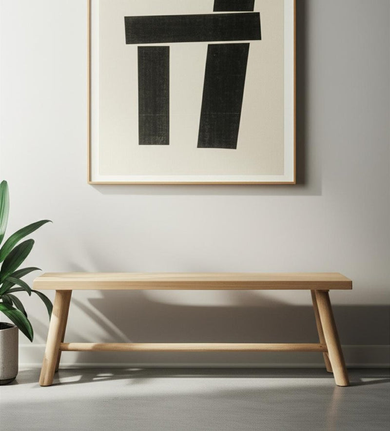 56" Natural Solid Wood Distressed Live Edge Bench