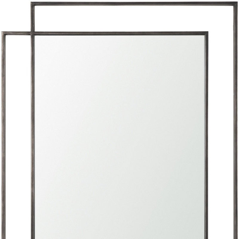 43" Gray Metal Double Frame Accent Mirror