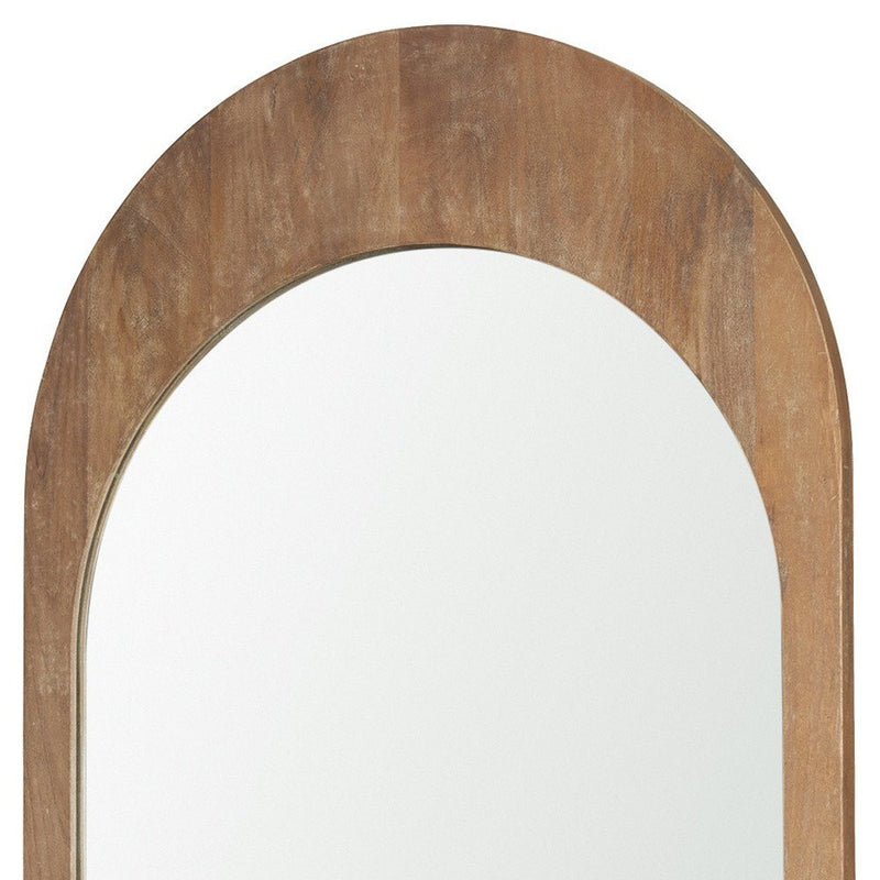 48" Brown Solid Wood Arch Framed Accent Mirror