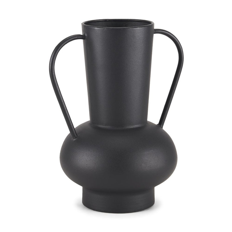 11" Black Amphora Metal Table Vase