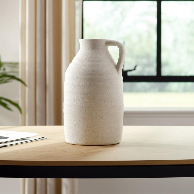 15" Off White Ceramic Jug Table Vase