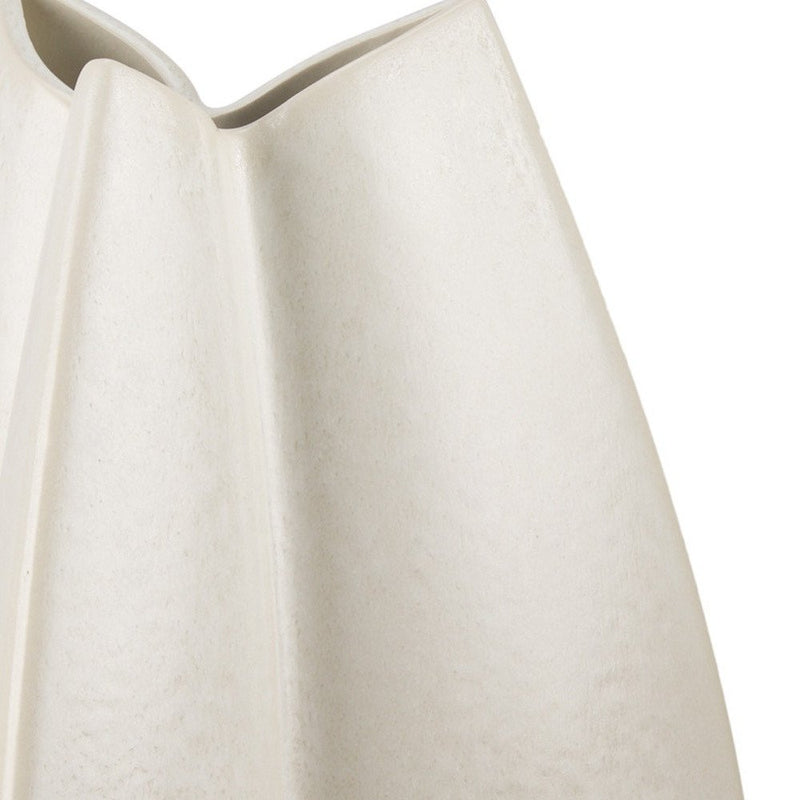 16" Off White And Tan Color Block Ceramic Table Vase
