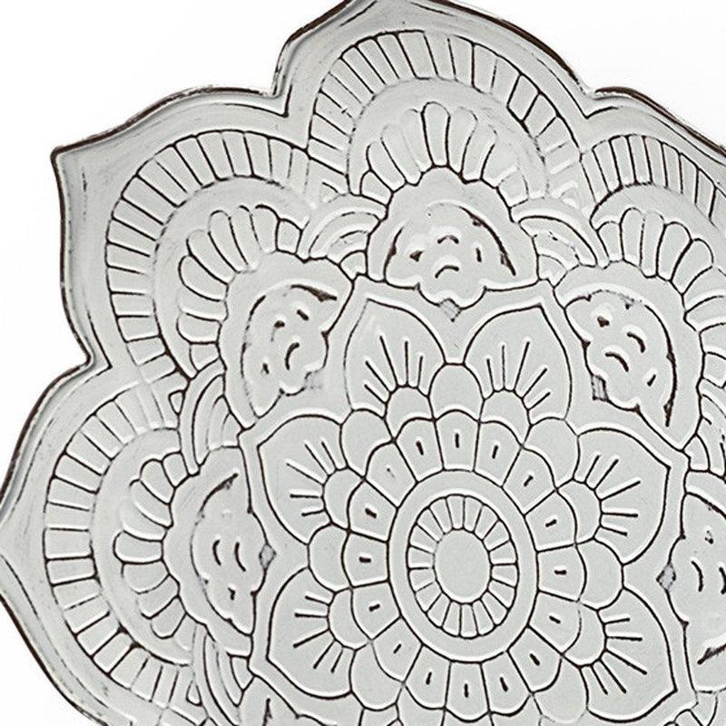 Set of Two Miranda Silver Flower Mandala Metal Hanging Dimensional Sculpture
