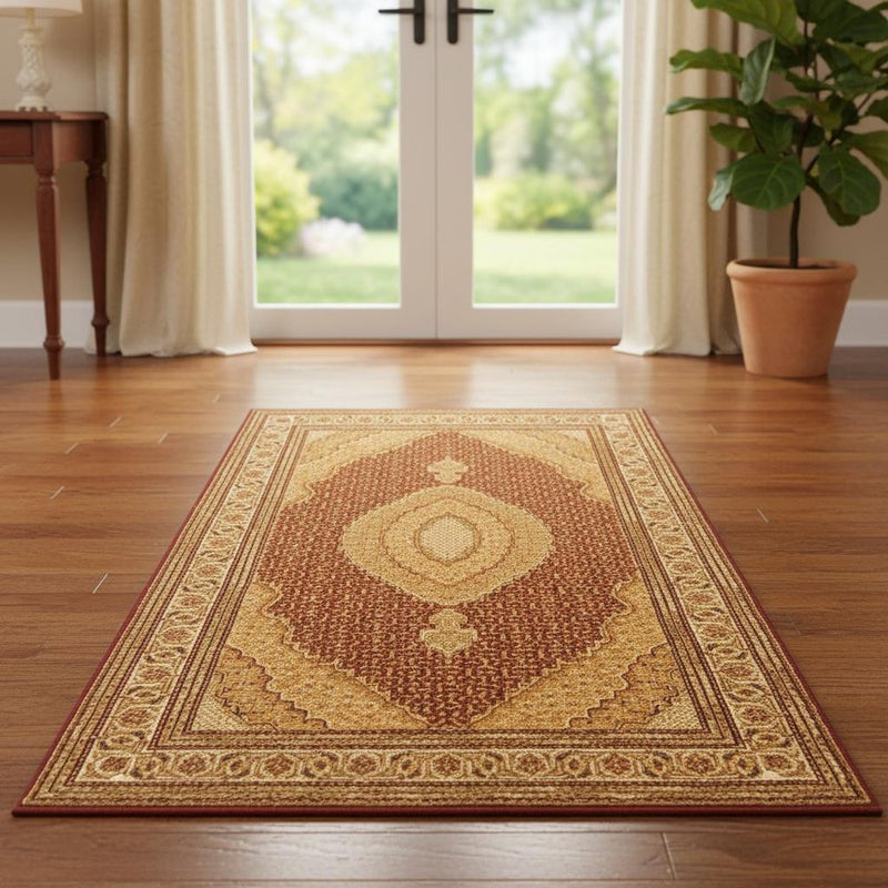 9' Red And Beige Moroccan Runner Rug