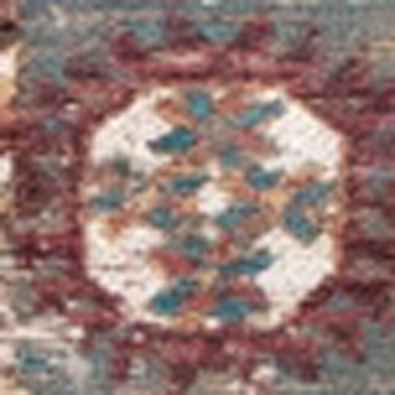 5' X 7' Gray And White Tribal Washable Area Rug With UV Protection