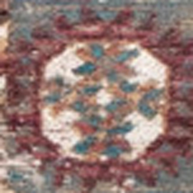 7' X 9' Gray And White Tribal Washable Area Rug With UV Protection