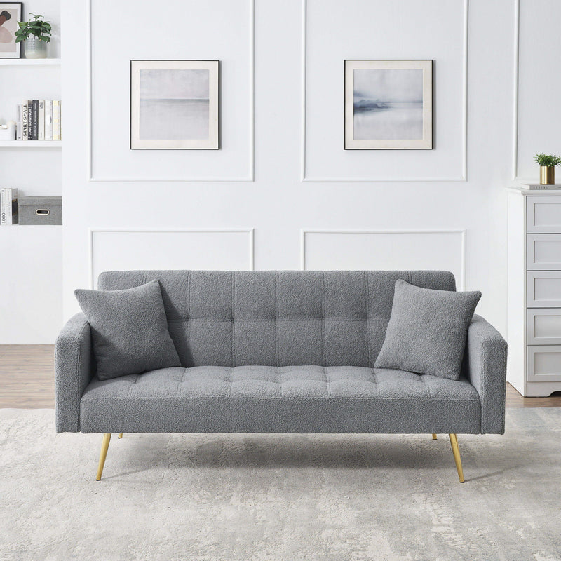 Teddy Fleece Sofa Bed With Luxurious Throw Pillows