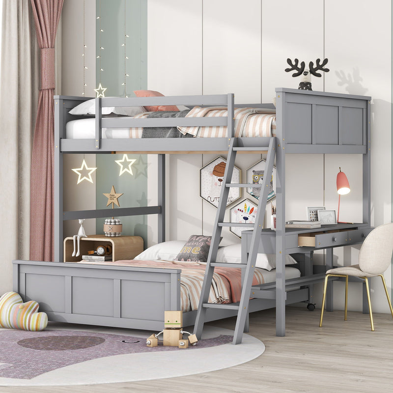 Full Over Full Bunk Bed With Desk