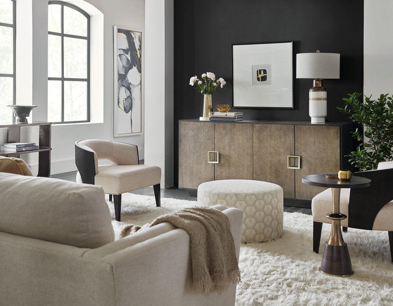 Melange - Asher Four Door Entertainment Credenza - Dark Brown / Dark Gray