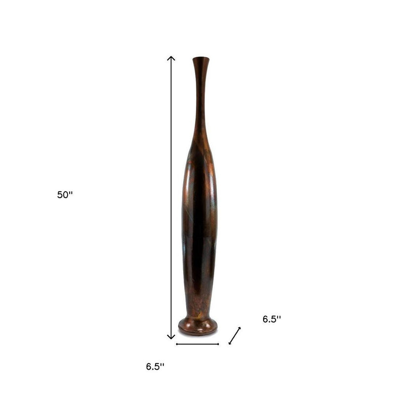 41" Burnished Brown Aluminum Floor Vase
