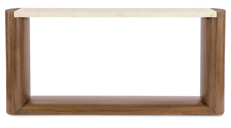 Eleana - Marble Top Console Table - Medium Wood / Beige
