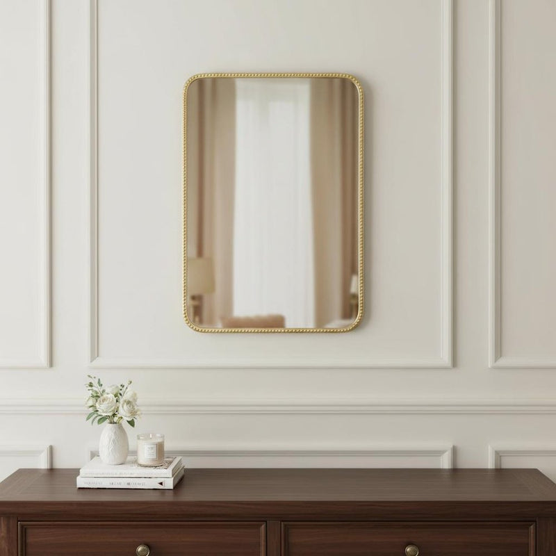 32" X 22" Gold Steel Beaded Framed Accent Mirror