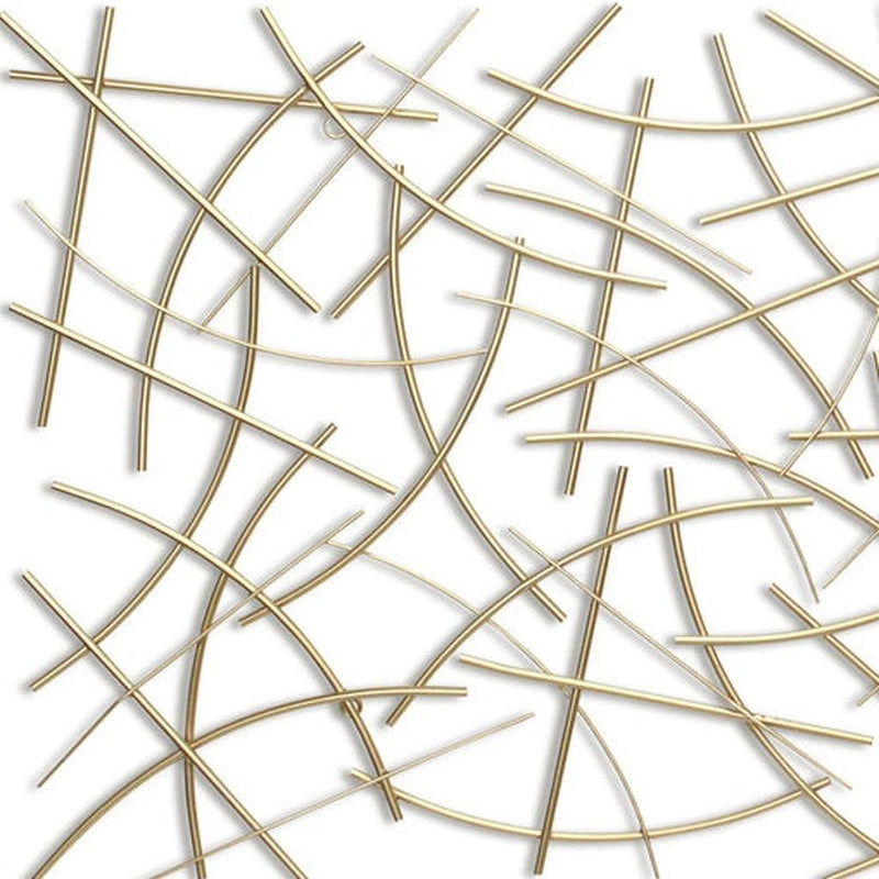 24" X 44" Gold Abstract Lines Metal Hanging Dimensional Sculpture