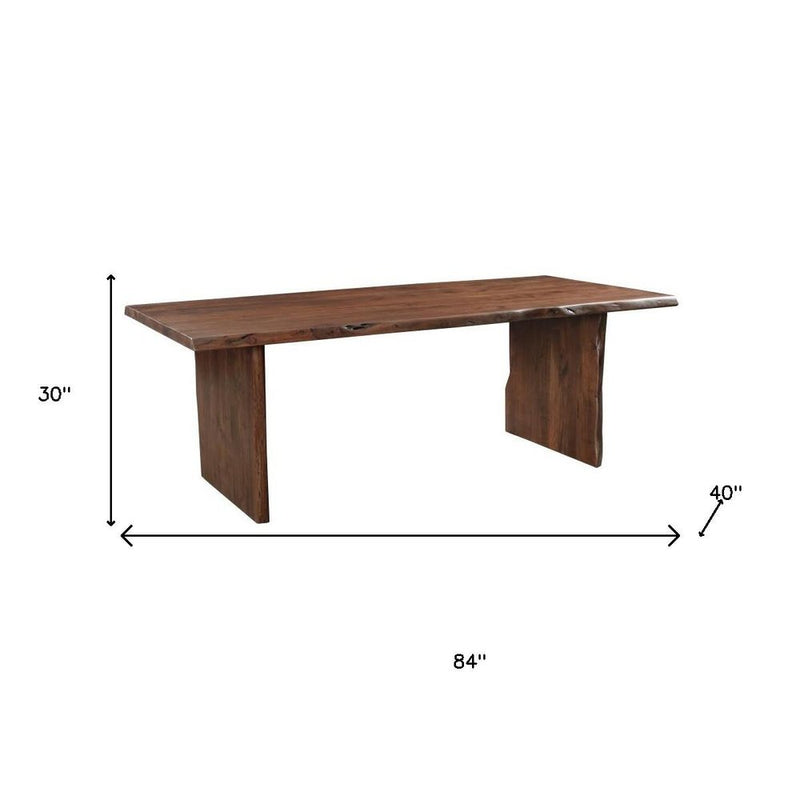 Nine Piece Brown Solid Wood Dining Set with Eight Chairs