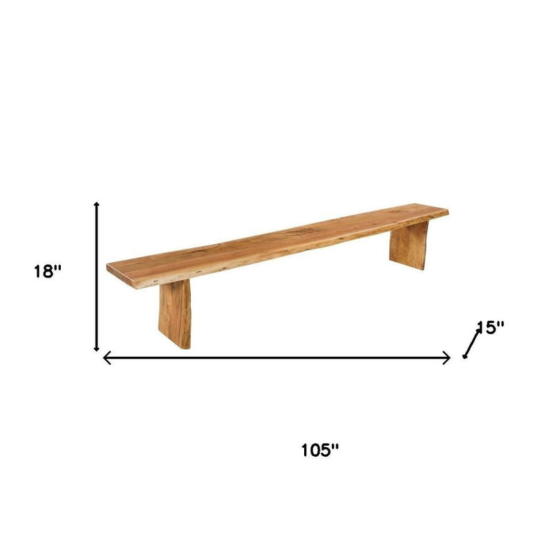 105" Natural Wood And Solid Wood Live Edge Dining Bench