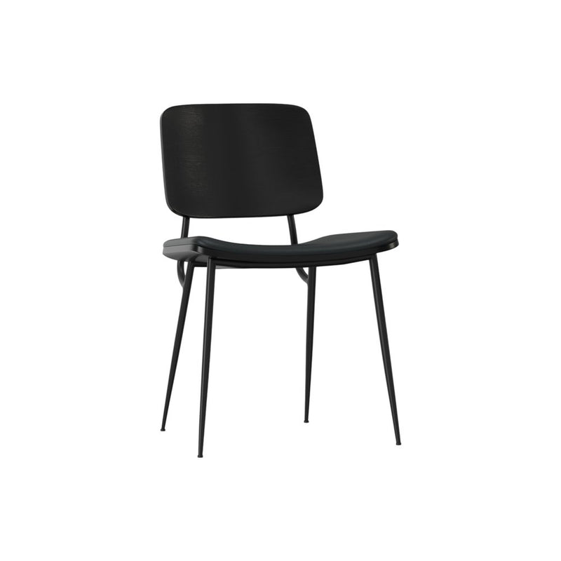 Set of Two Black Faux Leather And Solid Wood Dining Side Chairs