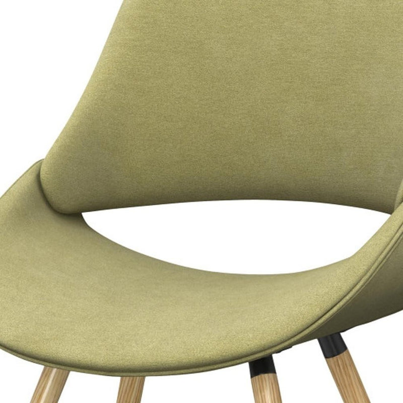 Neon Green And Natural Fabric And Solid Wood Curved Back Dining Parsons Chair