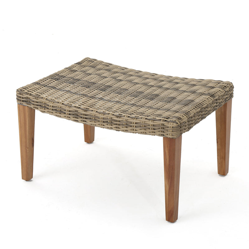 Outdoor Rattan Wicker Ottomans - Gray