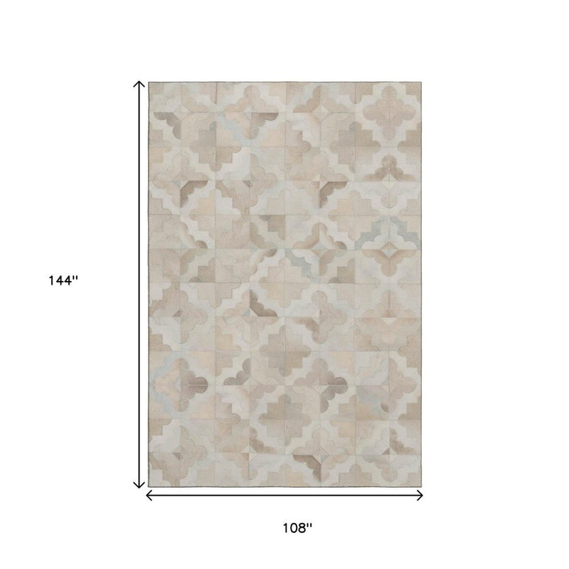 5' X 8' Ivory Beige And Gray Diamond Washable Area Rug With UV Protection