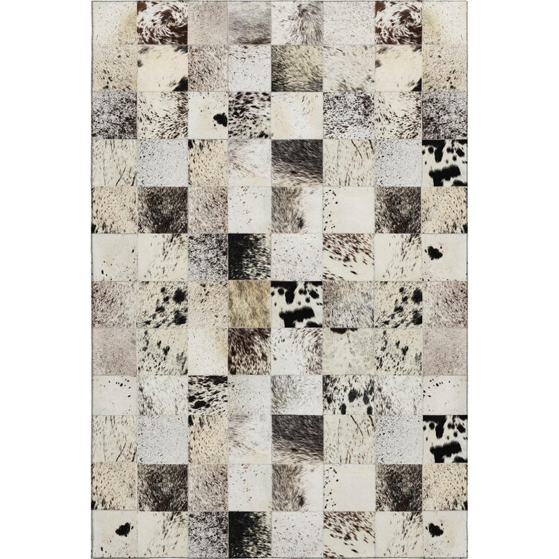 3' X 5' Black Granite Gray And Ivory Cowhide Print Washable Area Rug With UV Protection