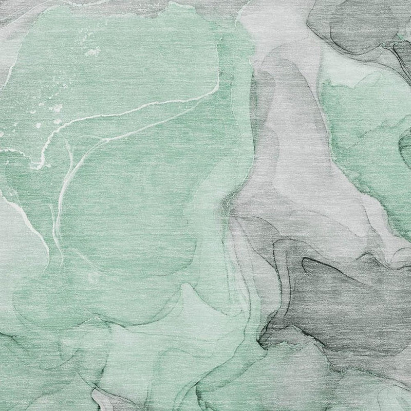 3' X 5' Green Gray And Ivory Abstract Washable Area Rug With UV Protection