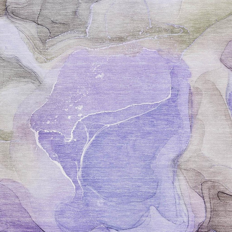 3' X 5' Purple And Gray Abstract Washable Area Rug With UV Protection