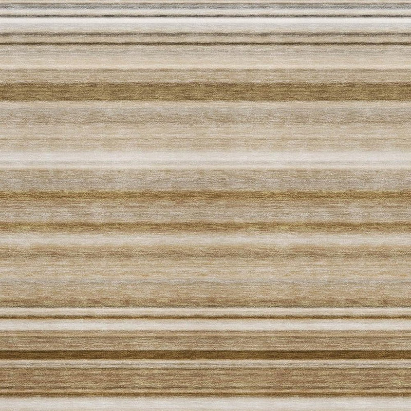 5' X 8' Chocolate And Ivory Striped Washable Area Rug With UV Protection