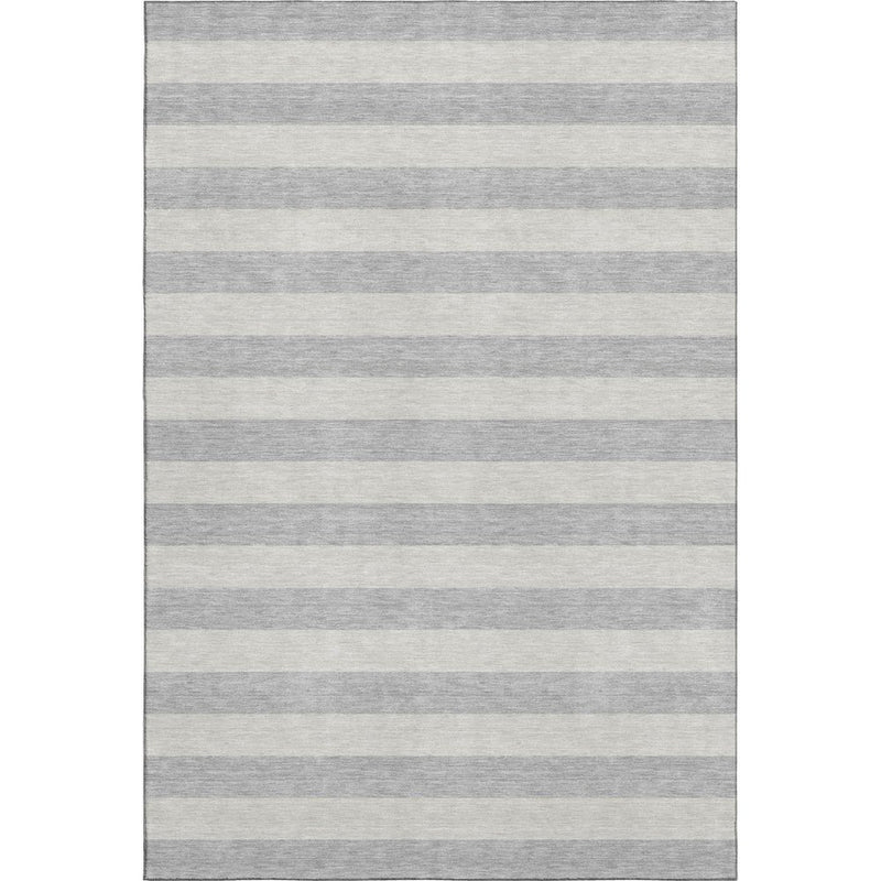 10' X 14' Pewter And Gray Striped Washable Area Rug With UV Protection