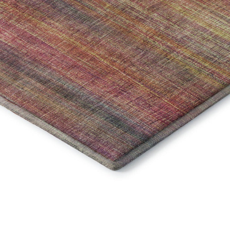 5' X 8' Red Yellow And Orange Striped Washable Area Rug With UV Protection