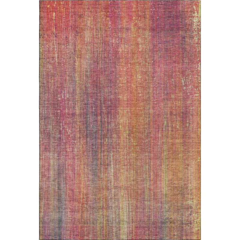 8' X 10' Red Yellow And Orange Striped Washable Area Rug With UV Protection