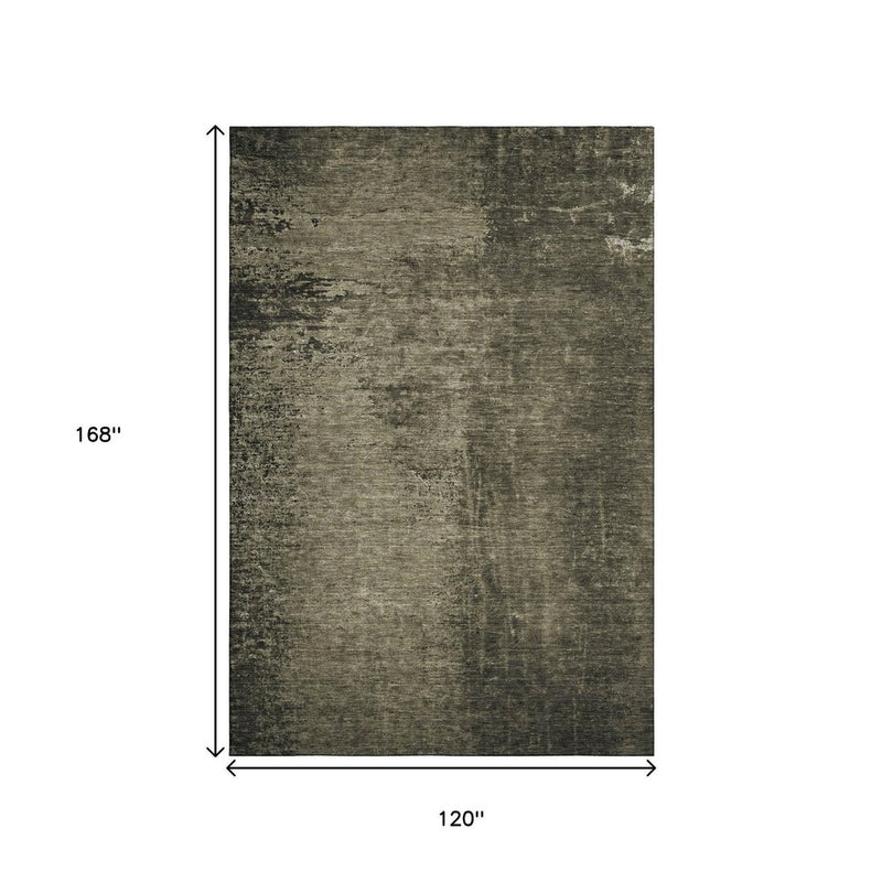 10' X 14' Gray And Silver Abstract Washable Area Rug With UV Protection