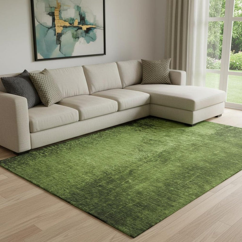 9' X 12' Green And Gray Abstract Washable Area Rug With UV Protection